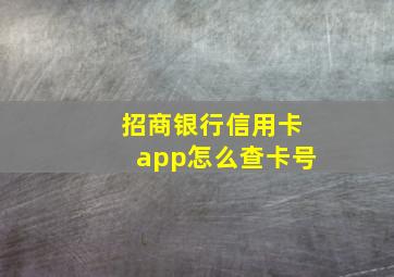 招商银行信用卡app怎么查卡号