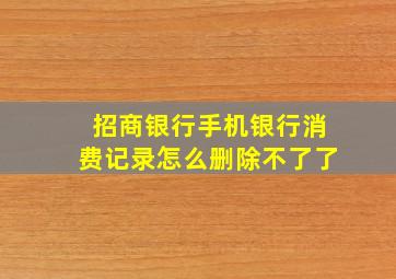 招商银行手机银行消费记录怎么删除不了了