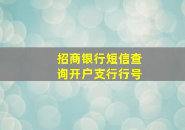 招商银行短信查询开户支行行号