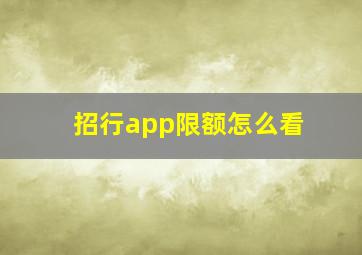 招行app限额怎么看