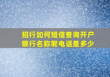 招行如何短信查询开户银行名称呢电话是多少