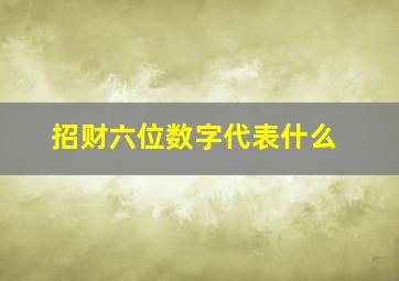 招财六位数字代表什么