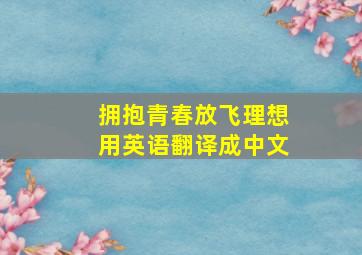 拥抱青春放飞理想用英语翻译成中文