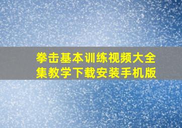 拳击基本训练视频大全集教学下载安装手机版