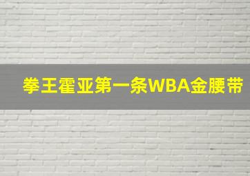 拳王霍亚第一条WBA金腰带