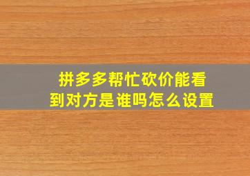 拼多多帮忙砍价能看到对方是谁吗怎么设置