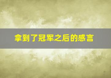 拿到了冠军之后的感言