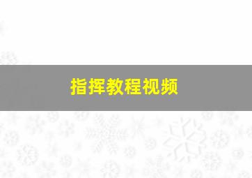 指挥教程视频