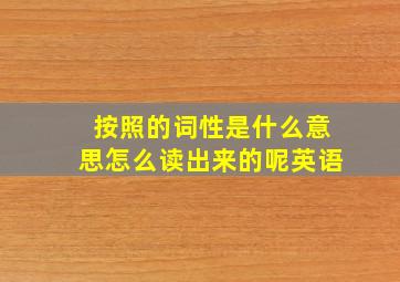 按照的词性是什么意思怎么读出来的呢英语