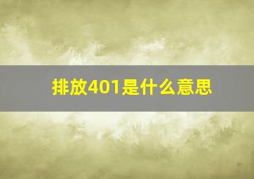 排放401是什么意思