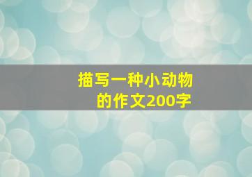 描写一种小动物的作文200字