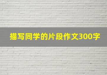 描写同学的片段作文300字