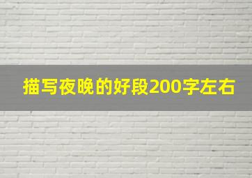 描写夜晚的好段200字左右