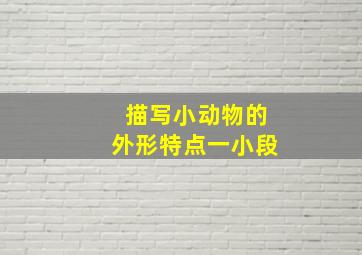 描写小动物的外形特点一小段