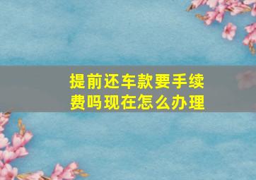 提前还车款要手续费吗现在怎么办理