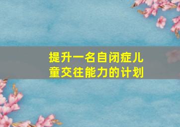 提升一名自闭症儿童交往能力的计划