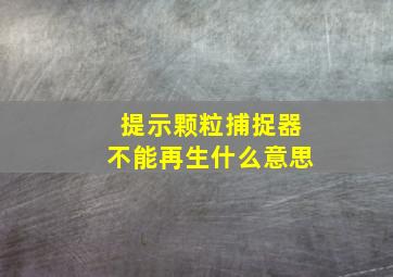 提示颗粒捕捉器不能再生什么意思