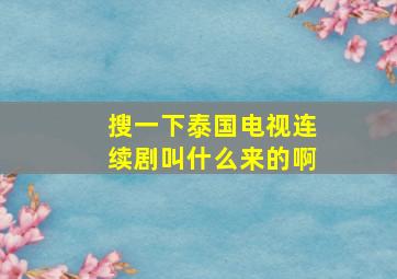 搜一下泰国电视连续剧叫什么来的啊