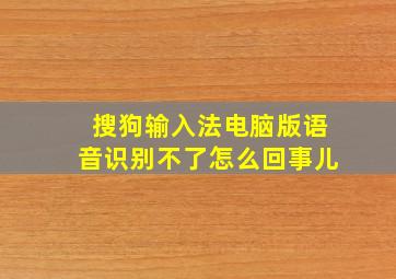 搜狗输入法电脑版语音识别不了怎么回事儿