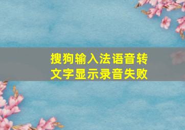 搜狗输入法语音转文字显示录音失败