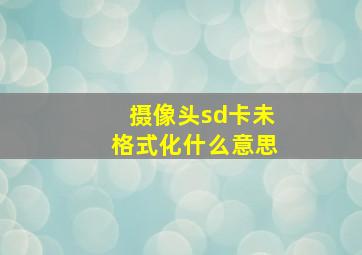 摄像头sd卡未格式化什么意思