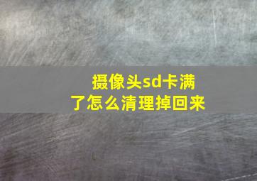 摄像头sd卡满了怎么清理掉回来