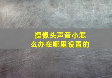 摄像头声音小怎么办在哪里设置的