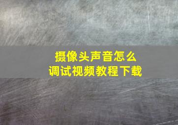 摄像头声音怎么调试视频教程下载