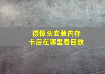 摄像头安装内存卡后在哪里看回放