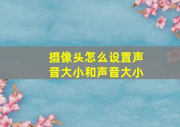 摄像头怎么设置声音大小和声音大小