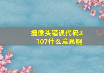 摄像头错误代码2107什么意思啊