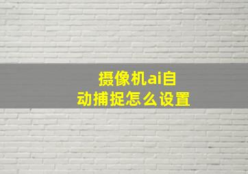 摄像机ai自动捕捉怎么设置