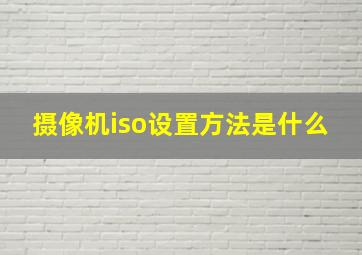 摄像机iso设置方法是什么