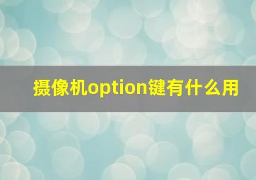 摄像机option键有什么用