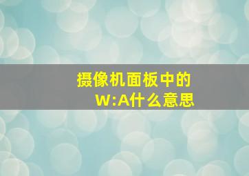 摄像机面板中的W:A什么意思