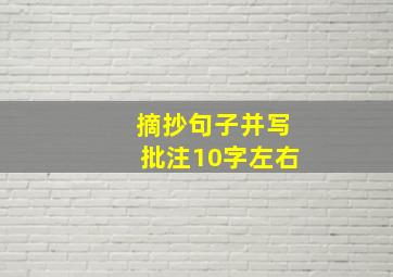 摘抄句子并写批注10字左右