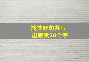 摘抄好句并写出感受20个字