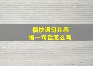 摘抄语句并感悟一句话怎么写