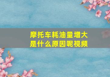 摩托车耗油量增大是什么原因呢视频