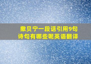 撒贝宁一段话引用9句诗句有哪些呢英语翻译