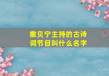 撒贝宁主持的古诗词节目叫什么名字