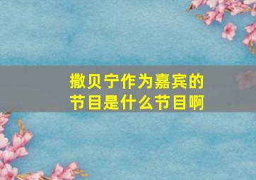 撒贝宁作为嘉宾的节目是什么节目啊