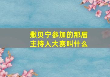 撒贝宁参加的那届主持人大赛叫什么