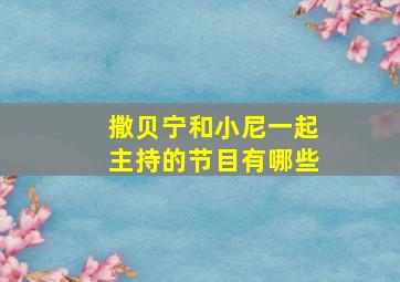 撒贝宁和小尼一起主持的节目有哪些