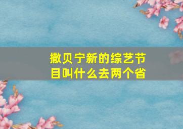 撒贝宁新的综艺节目叫什么去两个省