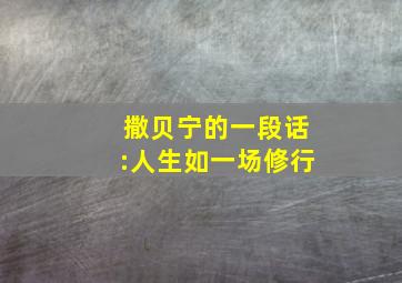 撒贝宁的一段话:人生如一场修行