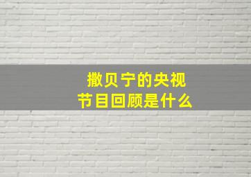 撒贝宁的央视节目回顾是什么