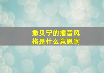 撒贝宁的播音风格是什么意思啊