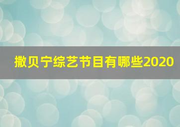 撒贝宁综艺节目有哪些2020