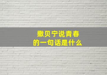 撒贝宁说青春的一句话是什么